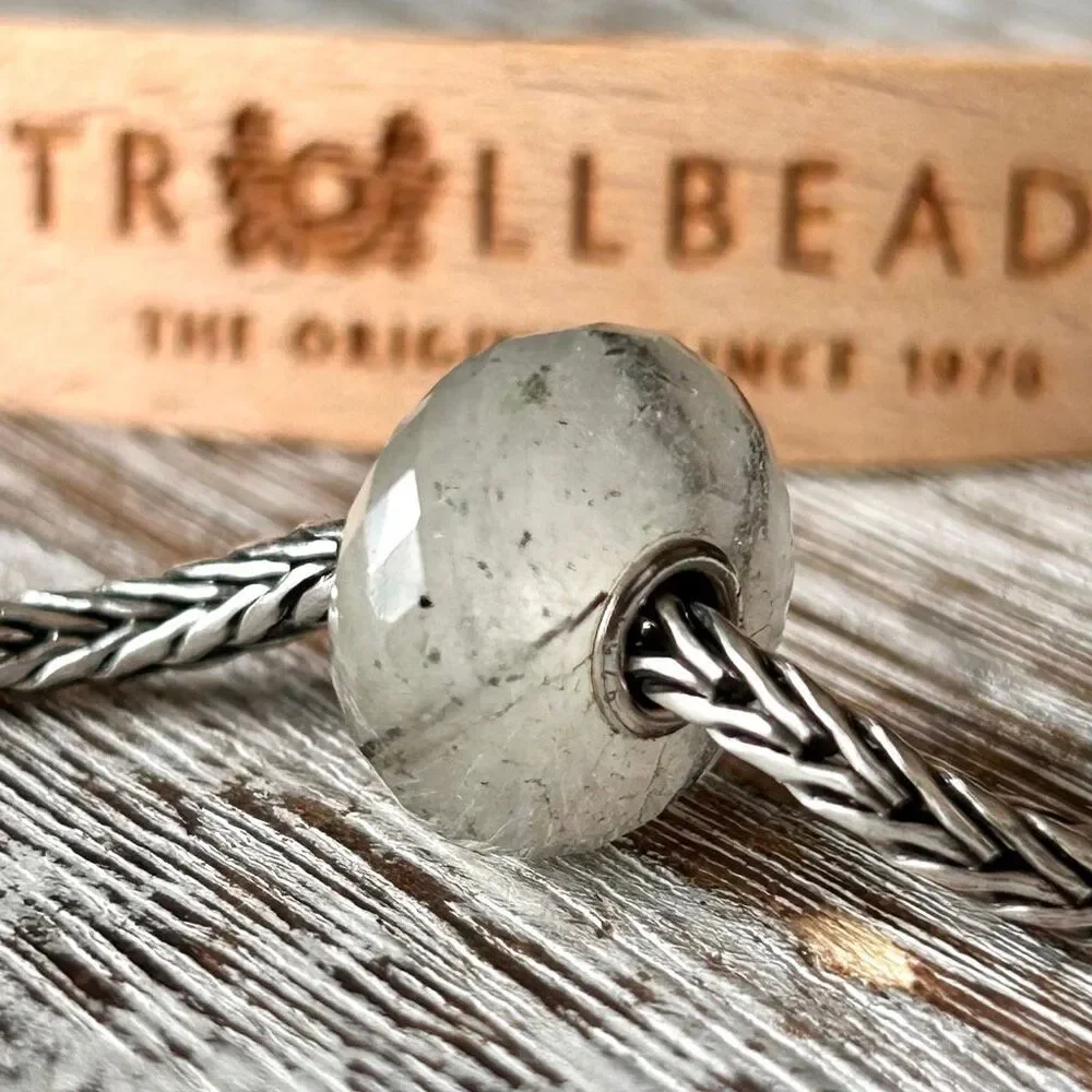 TROLLBEADS Tourmalinated Quartz Gemstone Facet RARE 2010 LAA 925 Black Rutilated